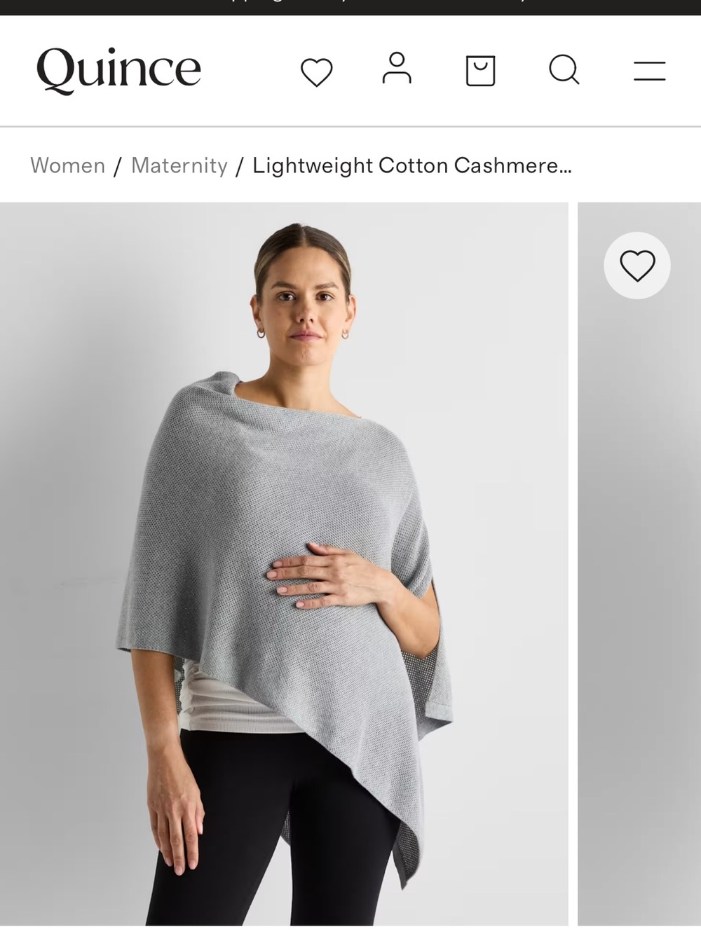Quince Light Gray Cotton-Cashmere Poncho